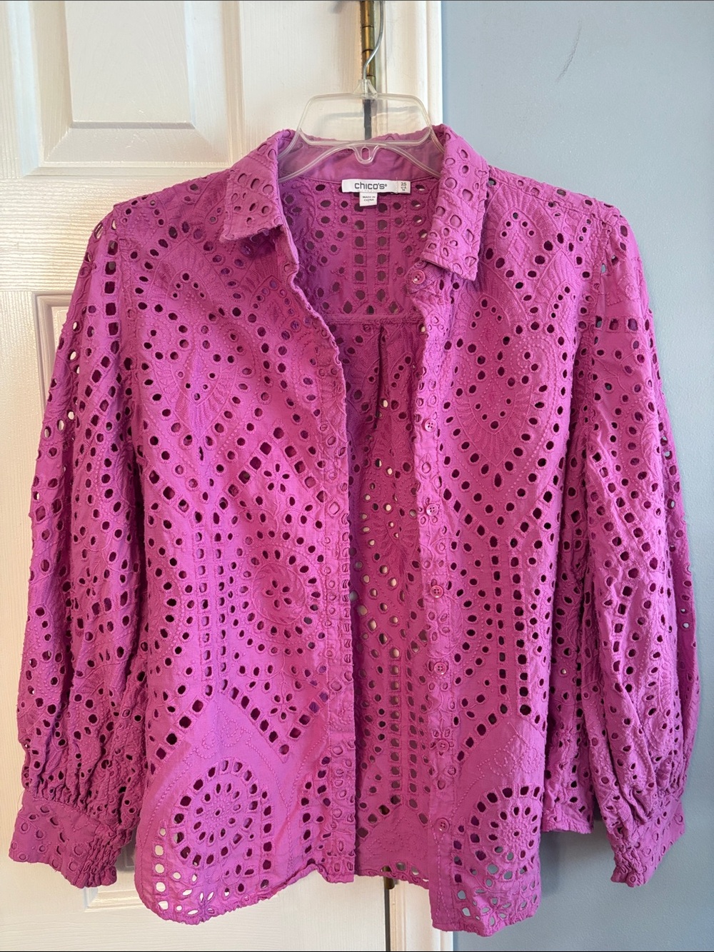 Chico's Eyelet Button-Front